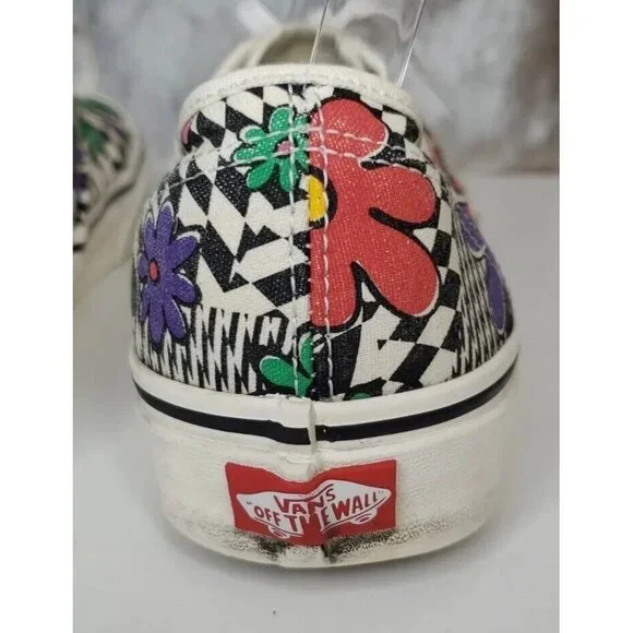 Vans Authentic Printed Floral/Check Men's Classic Skate Shoes Size 10 red green - Picture 5 of 11